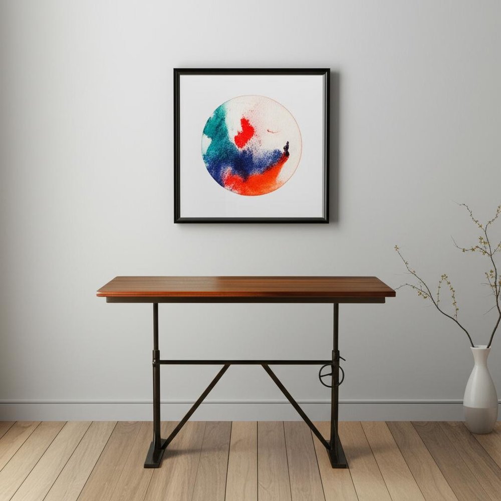 Adjustable Height Brown and Black Solid Wood and Iron Writing Desk — view 5