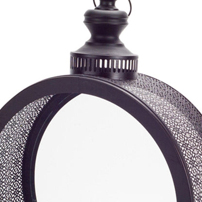 22" Black Distressed Ornate Metal Floor Lantern Candle Holder HomeRoots