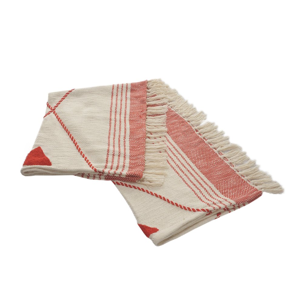 60" X 50" Beige Woven Cotton Striped Throw Blanket with Fringe HomeRoots
