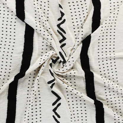 60" X 50" Black and White Woven Cotton Striped Throw Blanket with Tassels HomeRoots