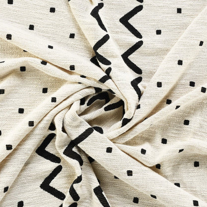 50" X 60" Black and White Woven Cotton Chevron Throw Blanket with Tassels HomeRoots