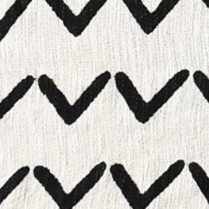 50" X 60" Black and White Woven Cotton Chevron Throw Blanket with Tassels HomeRoots