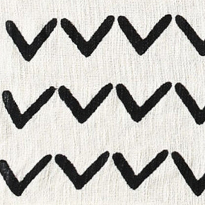 50" X 60" Black and White Woven Cotton Chevron Throw Blanket with Tassels HomeRoots