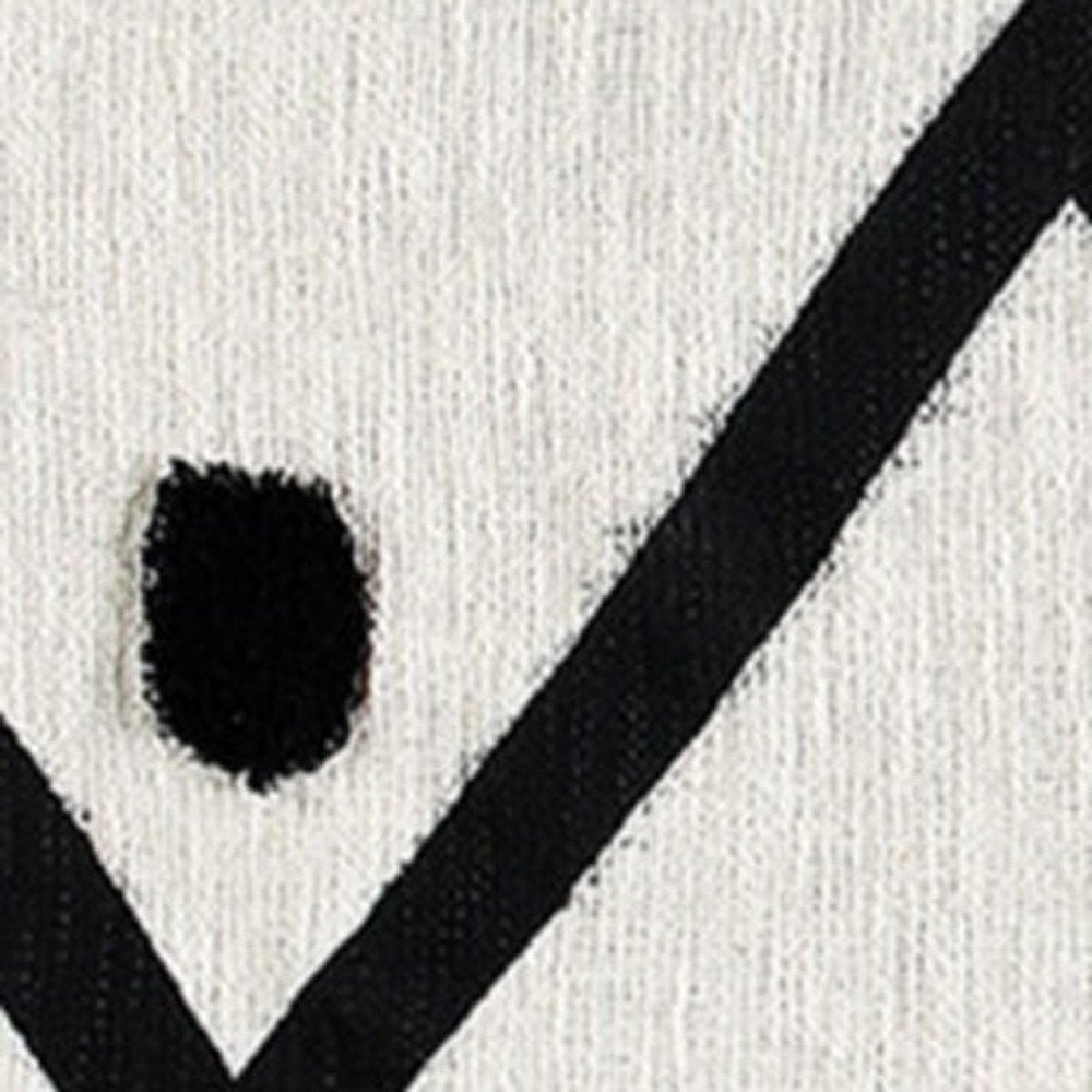 50" X 60" Black and White Woven Cotton Chevron Throw Blanket with Tassels HomeRoots