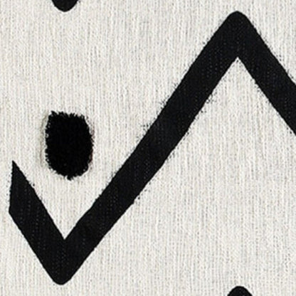50" X 60" Black and White Woven Cotton Chevron Throw Blanket with Tassels HomeRoots