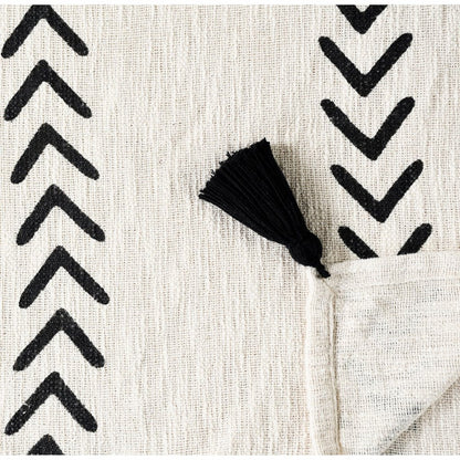 Black and White Woven Cotton Striped Throw Blanket HomeRoots