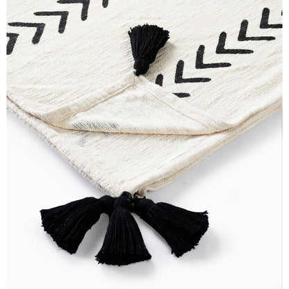 Black and White Woven Cotton Striped Throw Blanket HomeRoots
