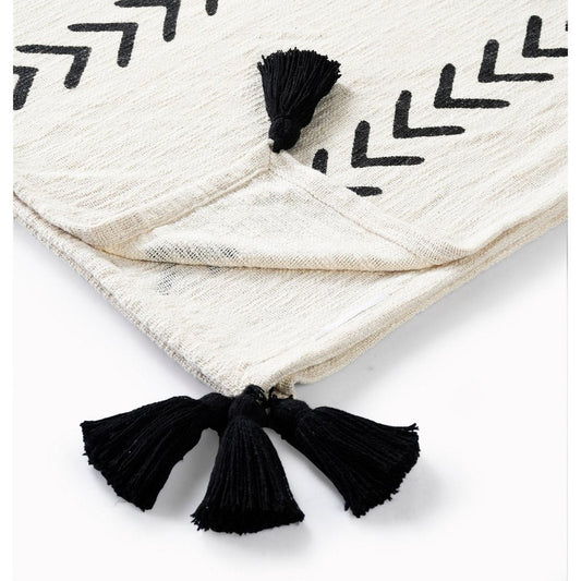 Black and White Woven Cotton Striped Throw Blanket HomeRoots