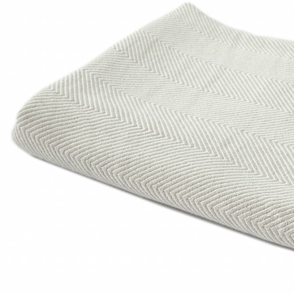 50" X 60" Gray Woven Cotton Herringbone Throw Blanket with Fringe HomeRoots