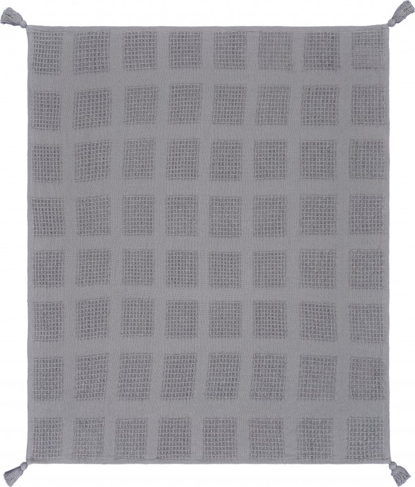 50" X 60" Blue Woven Cotton Throw Blanket with Tassels HomeRoots