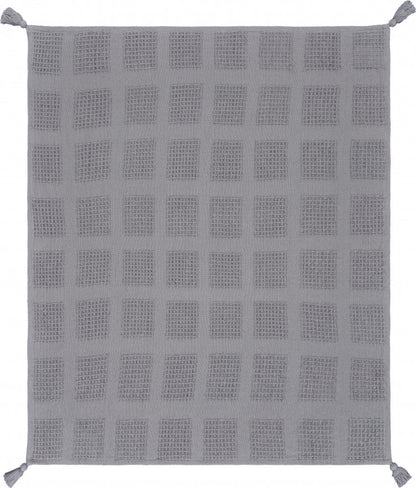 50" X 60" Blue Woven Cotton Throw Blanket with Tassels HomeRoots