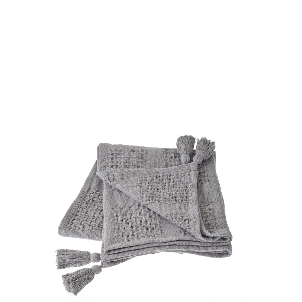50" X 60" Blue Woven Cotton Throw Blanket with Tassels HomeRoots