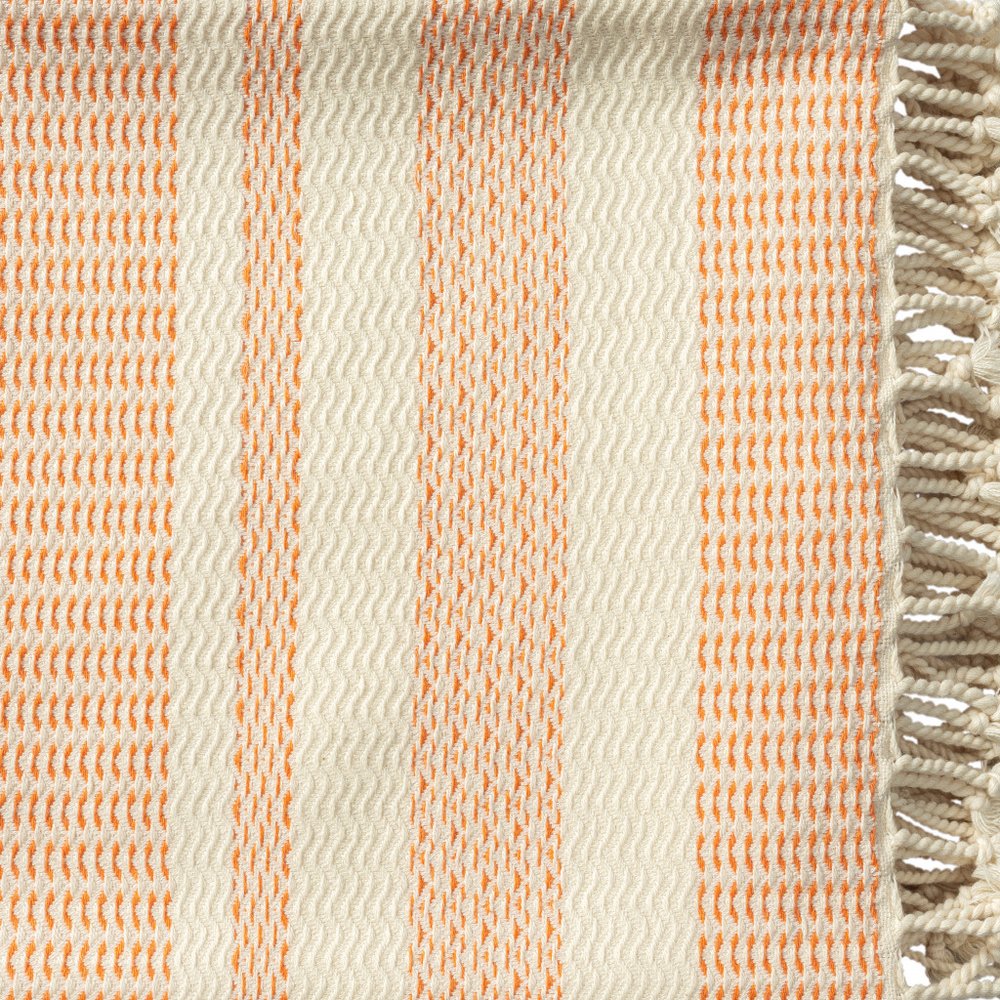 50" X 60" Turquoise Woven Cotton Striped Throw Blanket with Fringe HomeRoots