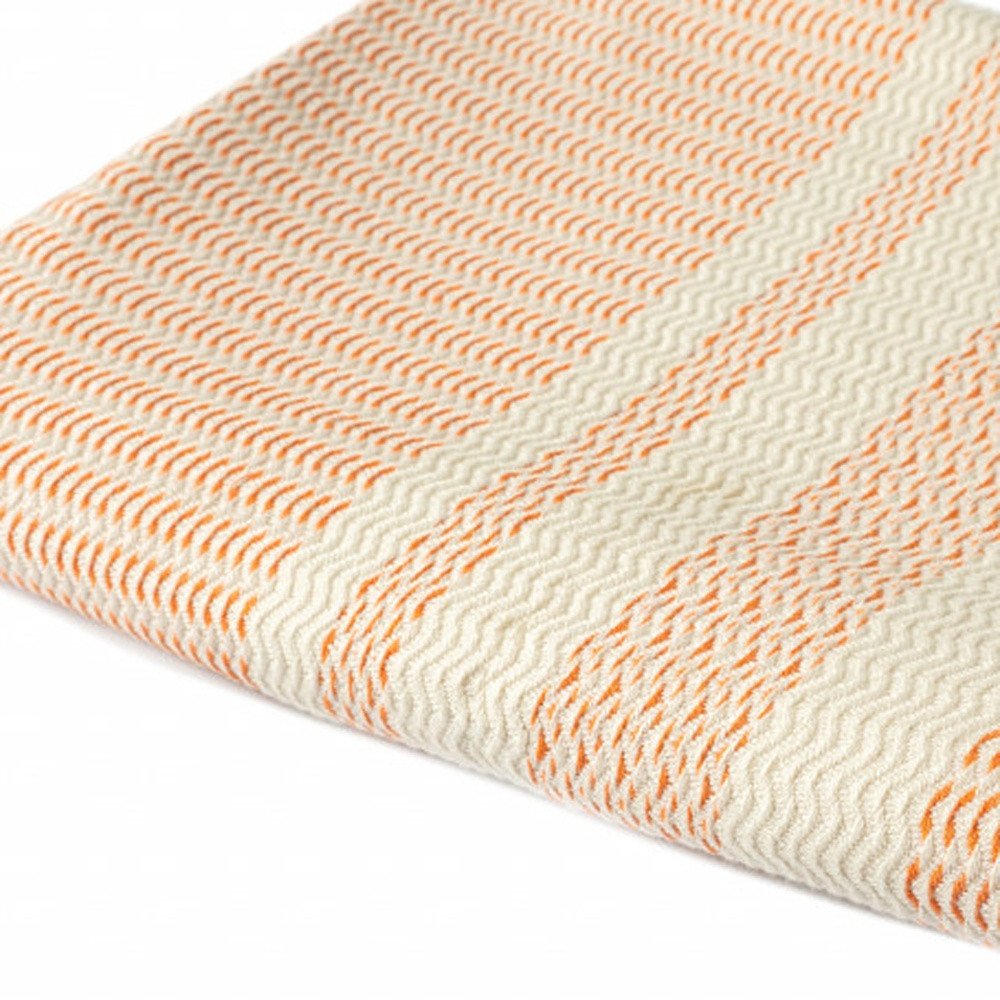 50" X 60" Turquoise Woven Cotton Striped Throw Blanket with Fringe HomeRoots
