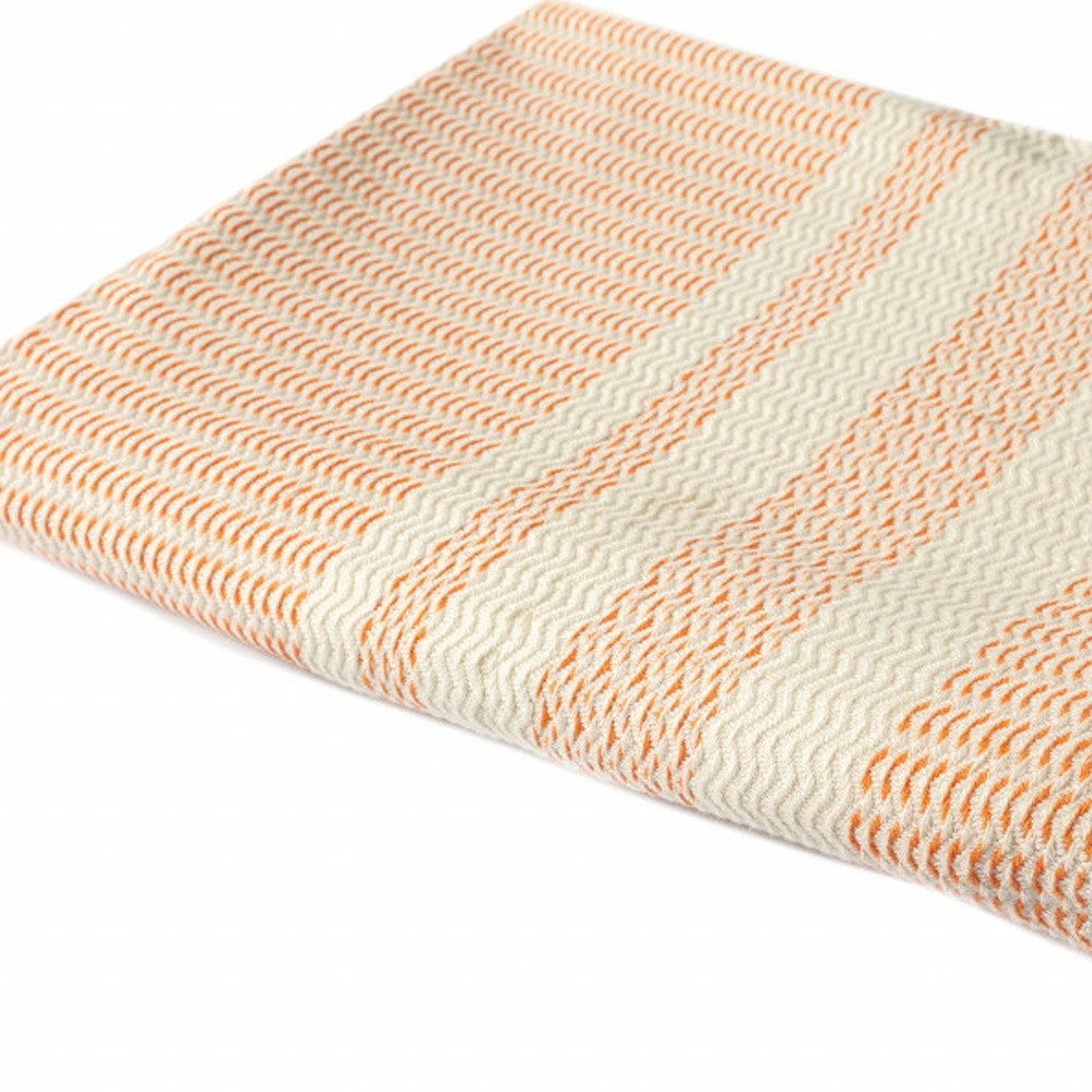 50" X 60" Turquoise Woven Cotton Striped Throw Blanket with Fringe HomeRoots