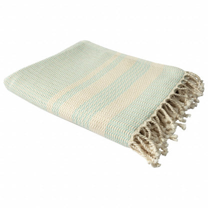 50" X 60" Orange Woven Cotton Striped Throw Blanket with Fringe HomeRoots