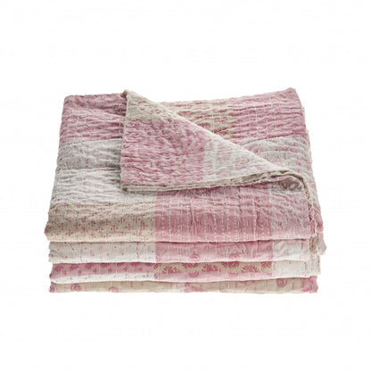 Pink Knitted Cotton Geometric Throw