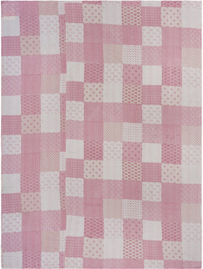 Pink Knitted Cotton Geometric Throw HomeRoots