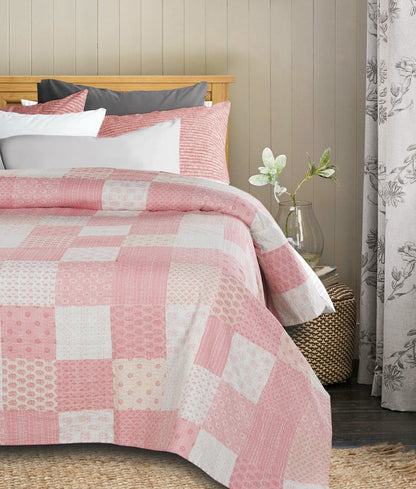 Pink Knitted Cotton Geometric Throw HomeRoots