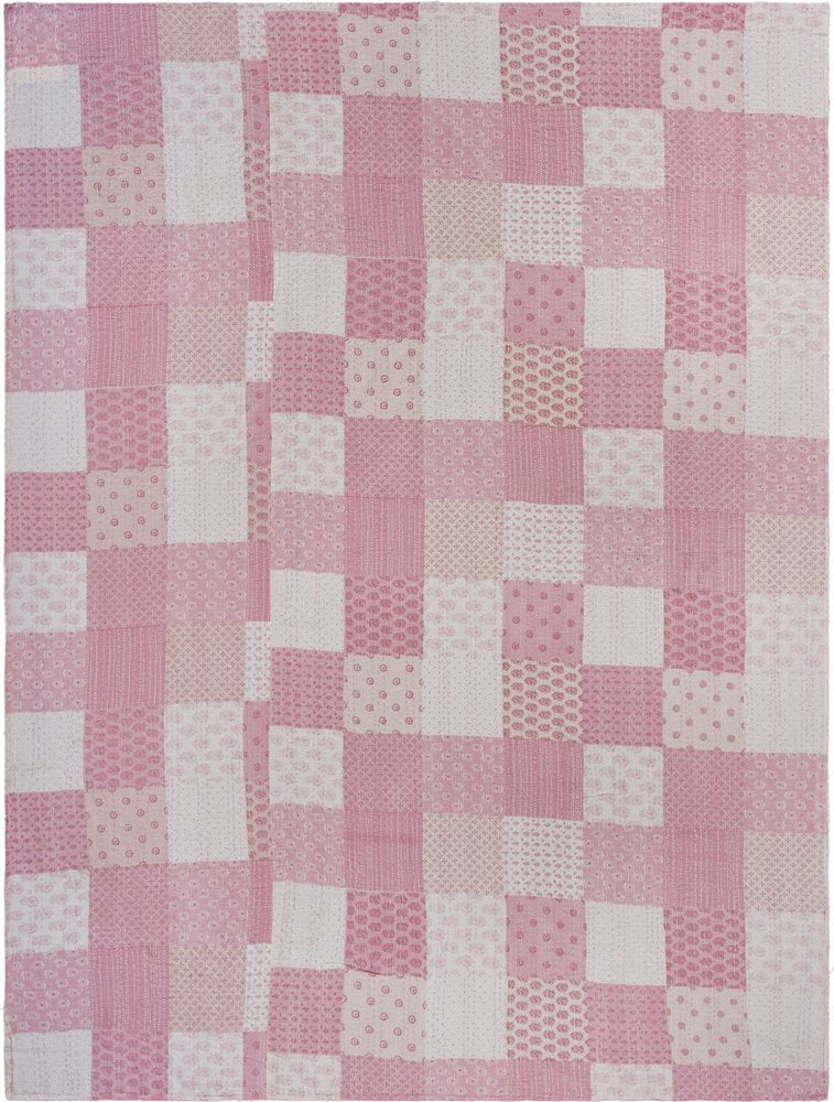 Pink Knitted Cotton Geometric Throw HomeRoots