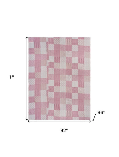 Pink Knitted Cotton Geometric Throw HomeRoots