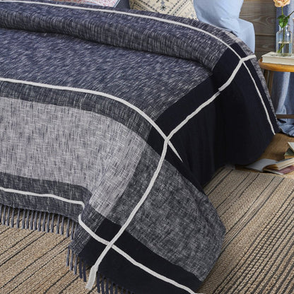 Blue Woven Cotton Geometric Throw HomeRoots