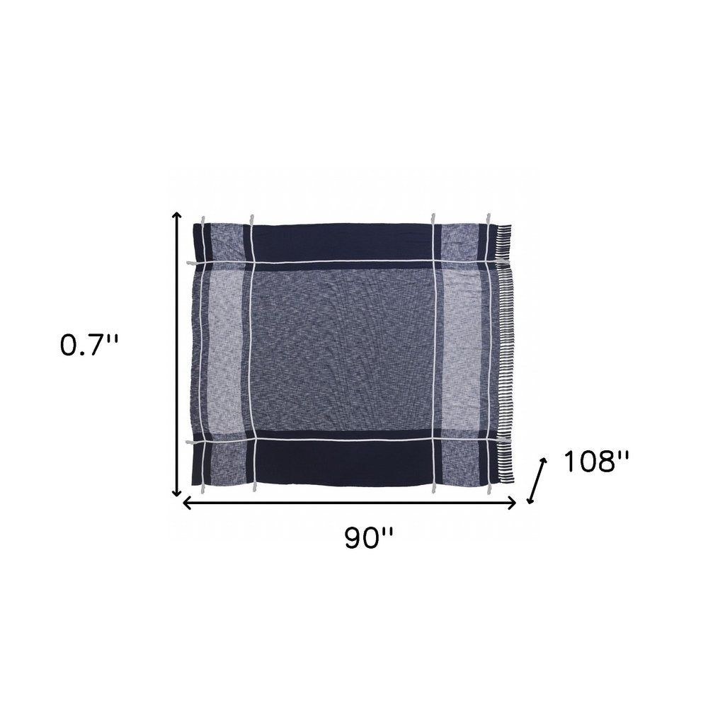 Blue Woven Cotton Geometric Throw HomeRoots