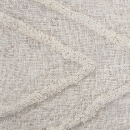 Ivory Geometric Queen Cotton Coverlet With Fringe HomeRoots