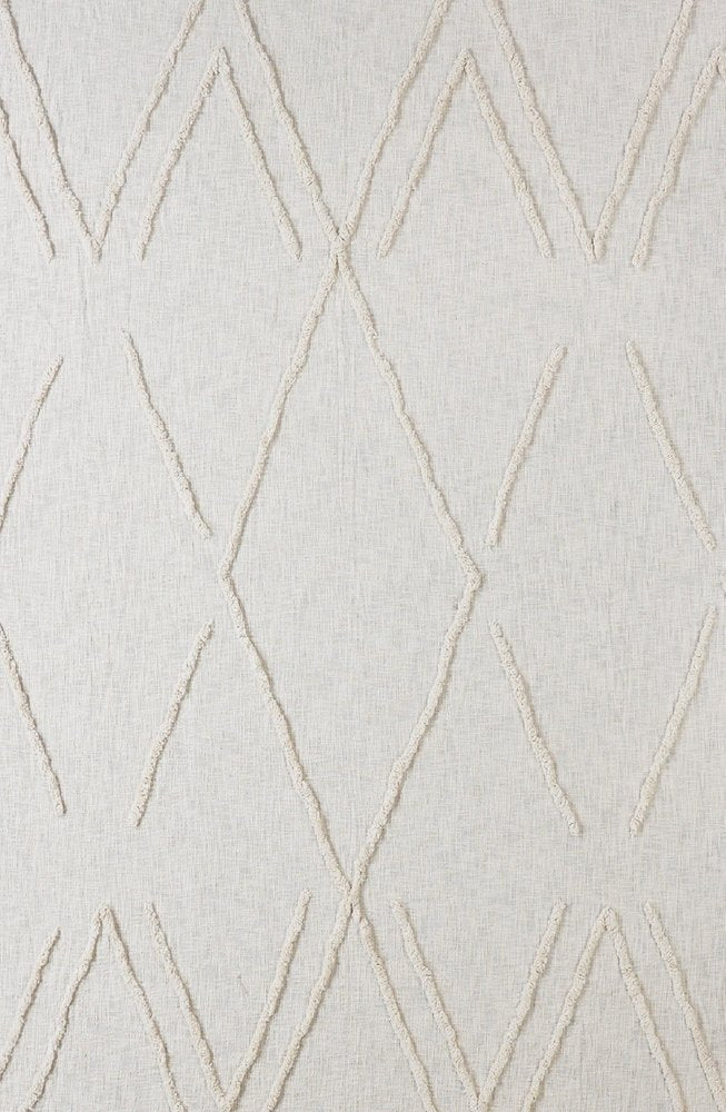 Ivory Geometric Queen Cotton Coverlet With Fringe HomeRoots