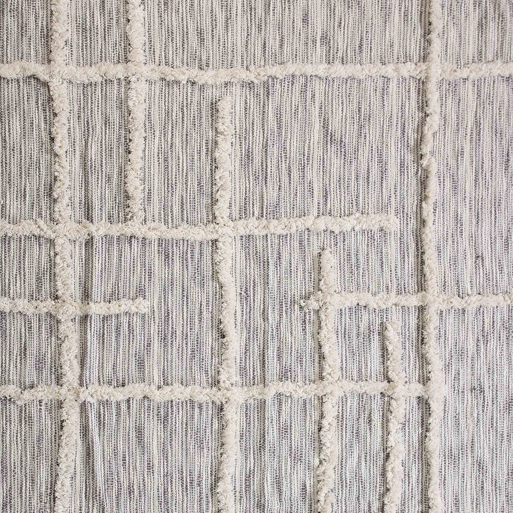 60" X 50" Gray Woven Cotton Striped Throw Blanket with Fringe HomeRoots