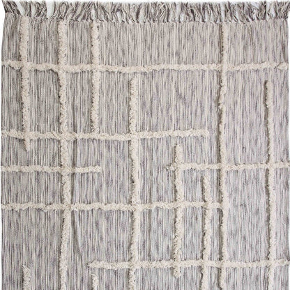 60" X 50" Gray Woven Cotton Striped Throw Blanket with Fringe HomeRoots