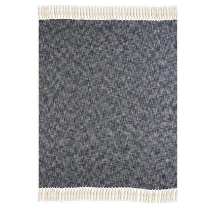 50" X 60" Black and White Woven Cotton Throw Blanket with Fringe HomeRoots