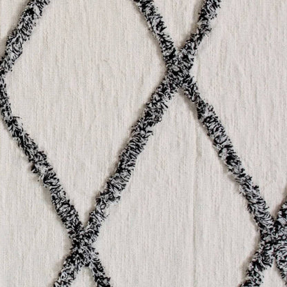 60" X 50" Cream Woven Cotton Geometric Throw Blanket with Fringe HomeRoots