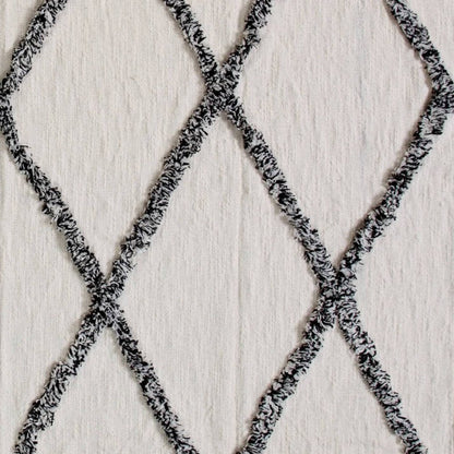 60" X 50" Cream Woven Cotton Geometric Throw Blanket with Fringe HomeRoots