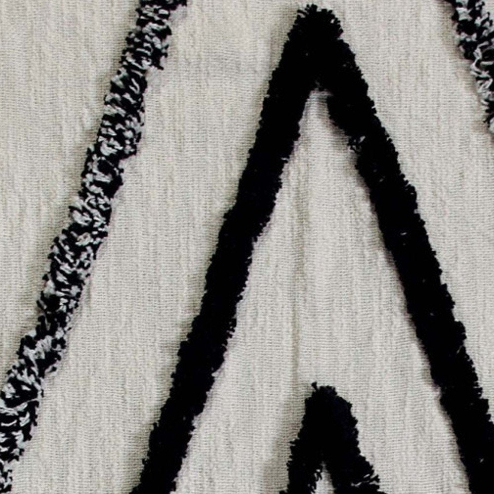 60" X 50" Cream Woven Cotton Geometric Throw Blanket with Fringe HomeRoots