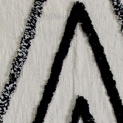60" X 50" Cream Woven Cotton Geometric Throw Blanket with Fringe HomeRoots