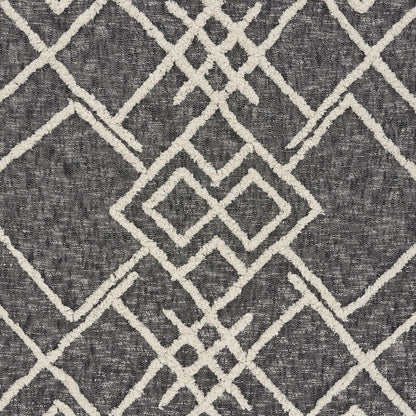 60" X 50" Black and Gray Woven Cotton Geometric Throw Blanket with Fringe HomeRoots