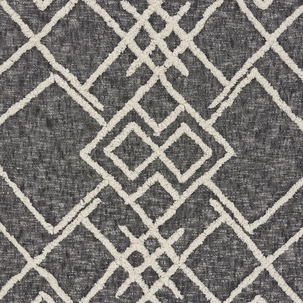 60" X 50" Black and Gray Woven Cotton Geometric Throw Blanket with Fringe HomeRoots