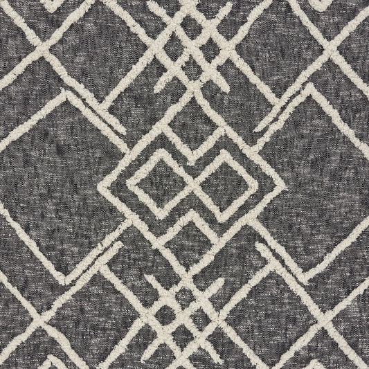 60" X 50" Black and Gray Woven Cotton Geometric Throw Blanket with Fringe HomeRoots