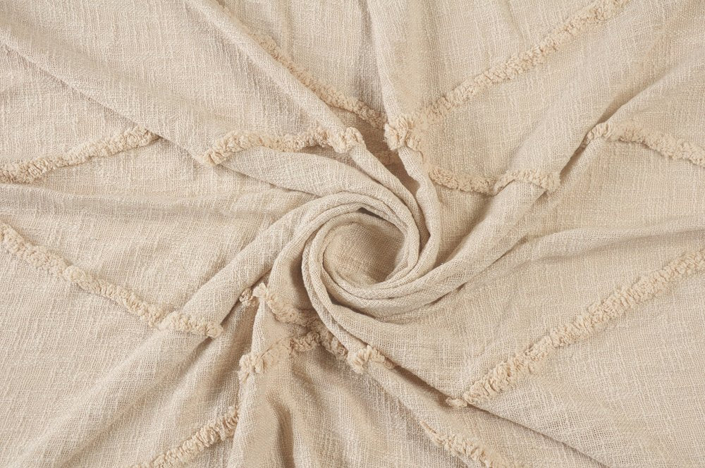 60" X 50" Orange Woven Cotton Throw Blanket with Fringe HomeRoots