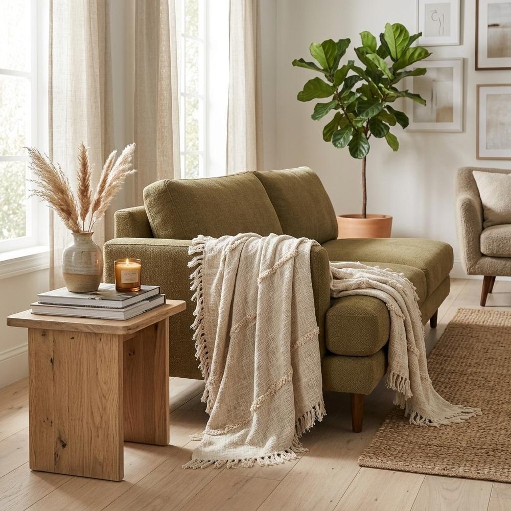 60" X 50" Orange Woven Cotton Throw Blanket with Fringe HomeRoots