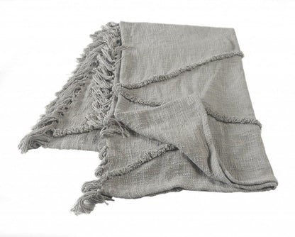 60" X 50" Orange Woven Cotton Throw Blanket with Fringe HomeRoots