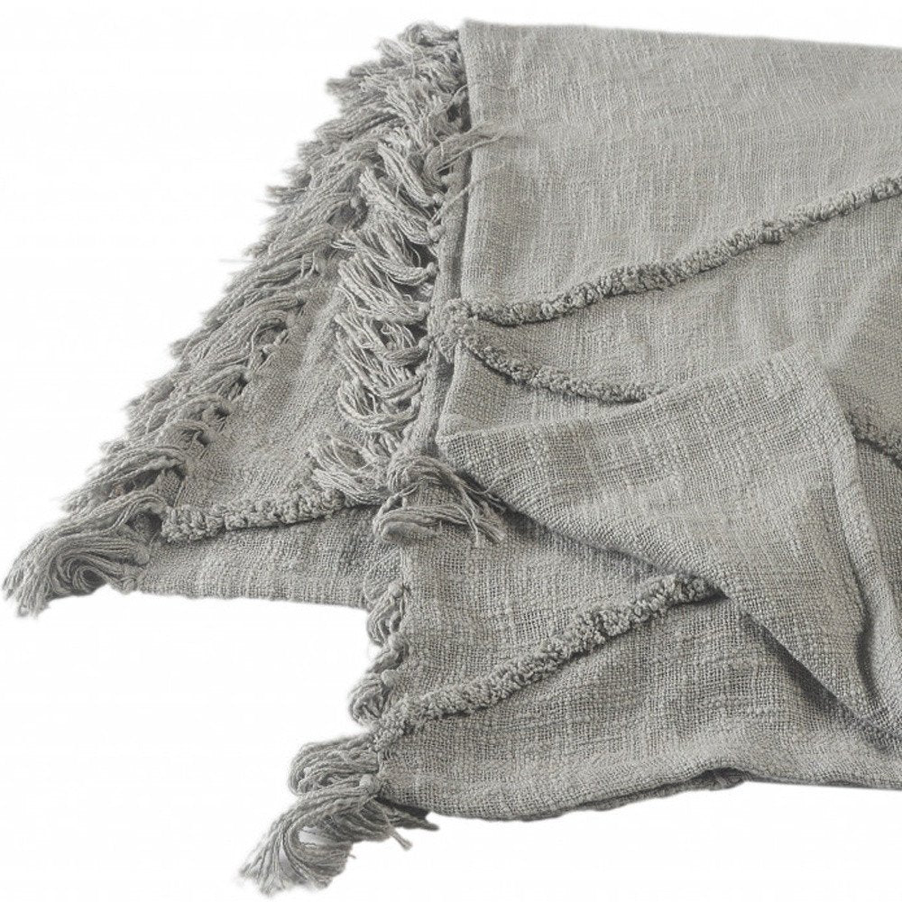 60" X 50" Orange Woven Cotton Throw Blanket with Fringe HomeRoots