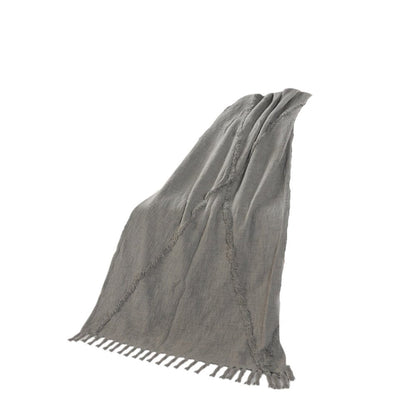 60" X 50" Orange Woven Cotton Throw Blanket with Fringe HomeRoots