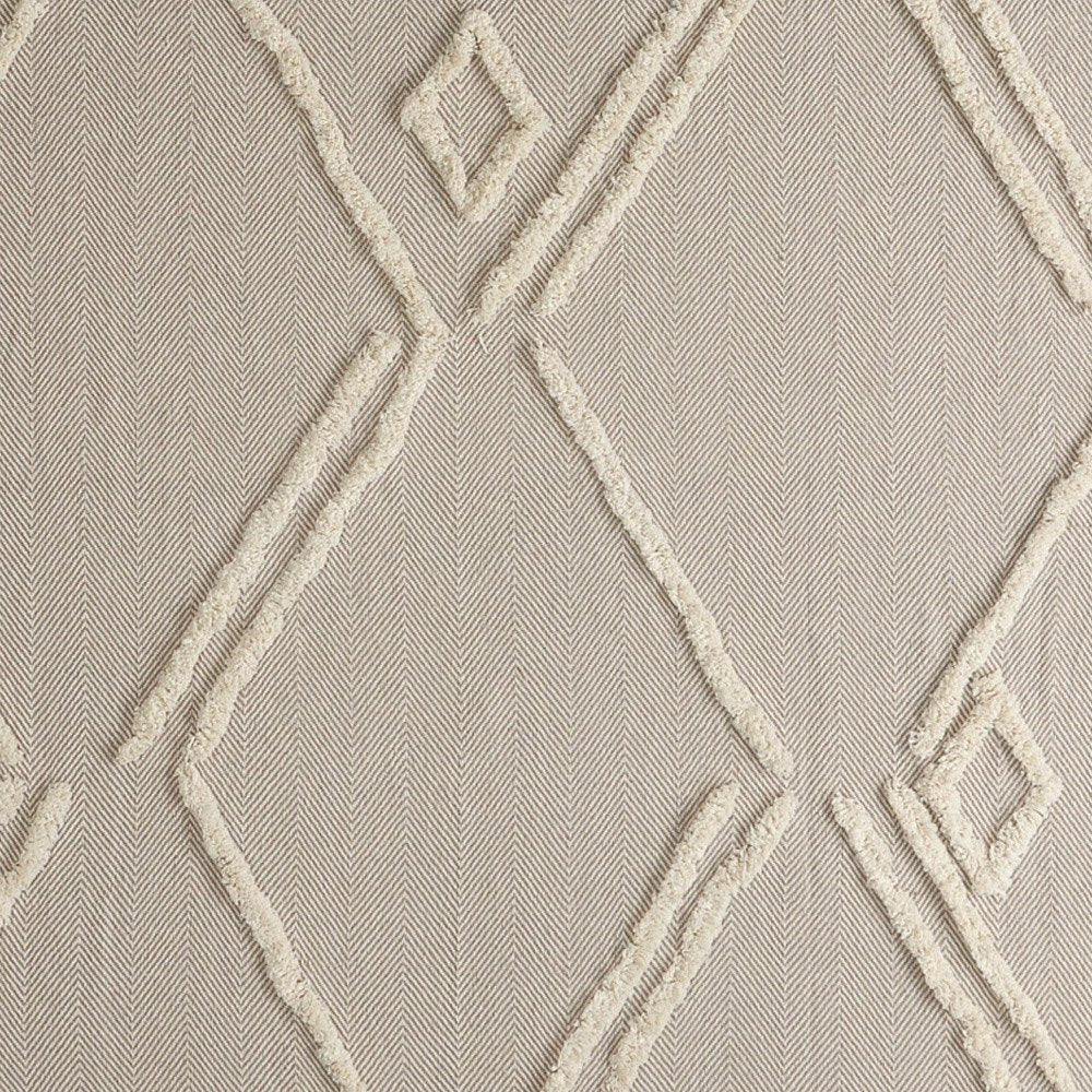 60" X 50" Cream Woven Cotton Herringbone Throw Blanket with Fringe HomeRoots