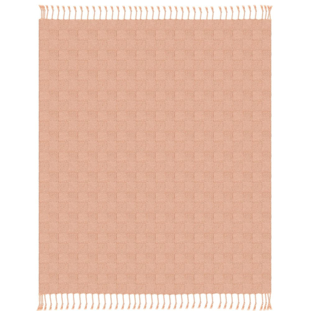 50" X 60" Orange Woven Cotton Throw Blanket with Fringe HomeRoots