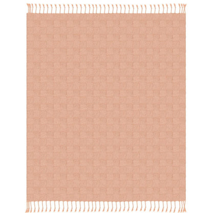 50" X 60" Orange Woven Cotton Throw Blanket with Fringe HomeRoots