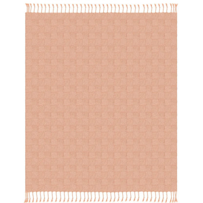 50" X 60" Orange Woven Cotton Throw Blanket with Fringe HomeRoots