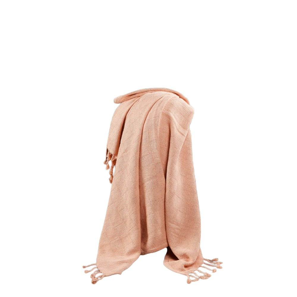 50" X 60" Orange Woven Cotton Throw Blanket with Fringe HomeRoots