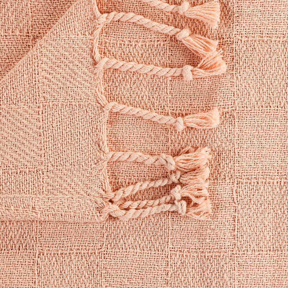 50" X 60" Orange Woven Cotton Throw Blanket with Fringe HomeRoots